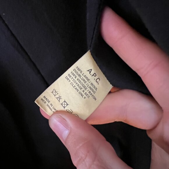 Vintage A.P.C Wool Peacoat, Made in France, Black, Size Small, RARE! - Picture 7 of 8
